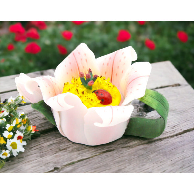 Ceramic Ladybug on Lily Flower Mini TeapotHome DcorMomFarmhouse Kitchen Dcor, Image 1