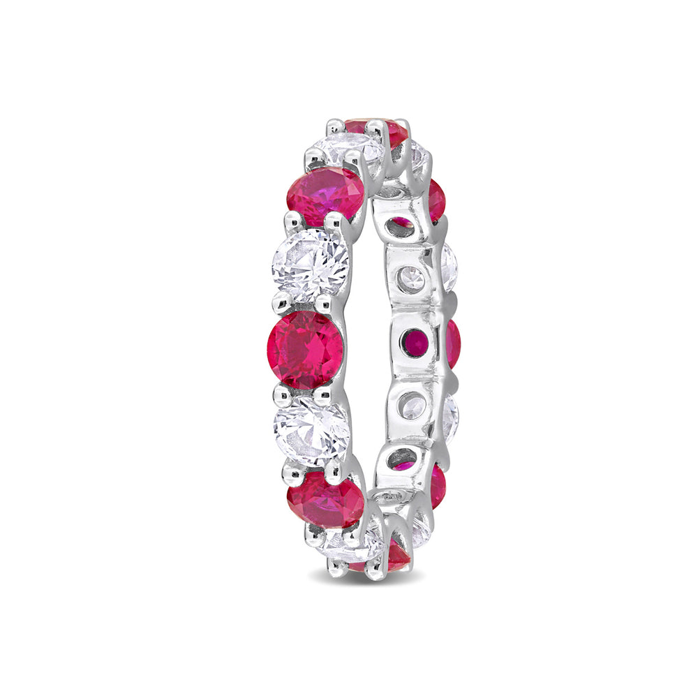 4.96 Carat (ctw) Lab-Created Ruby and White Sapphire Eternity Band Ring in Sterling Silver Image 2