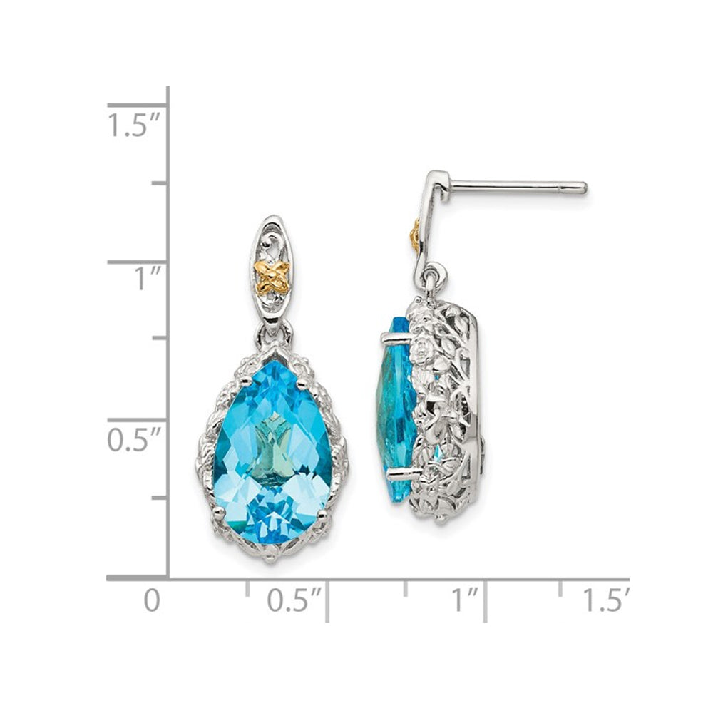 9.72 Carat (ctw) Pear-Cut Blue Topaz Dangle Earrings in Sterling Silver Image 4