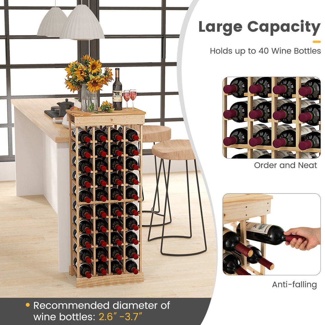 40 Bottles Modular Wine Rack Wood Stackable Storage Stand Wine Bottle Holder Image 4
