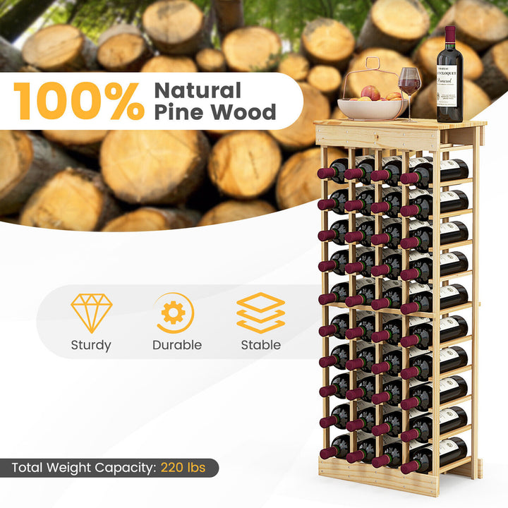 40 Bottles Modular Wine Rack Wood Stackable Storage Stand Wine Bottle Holder Image 6