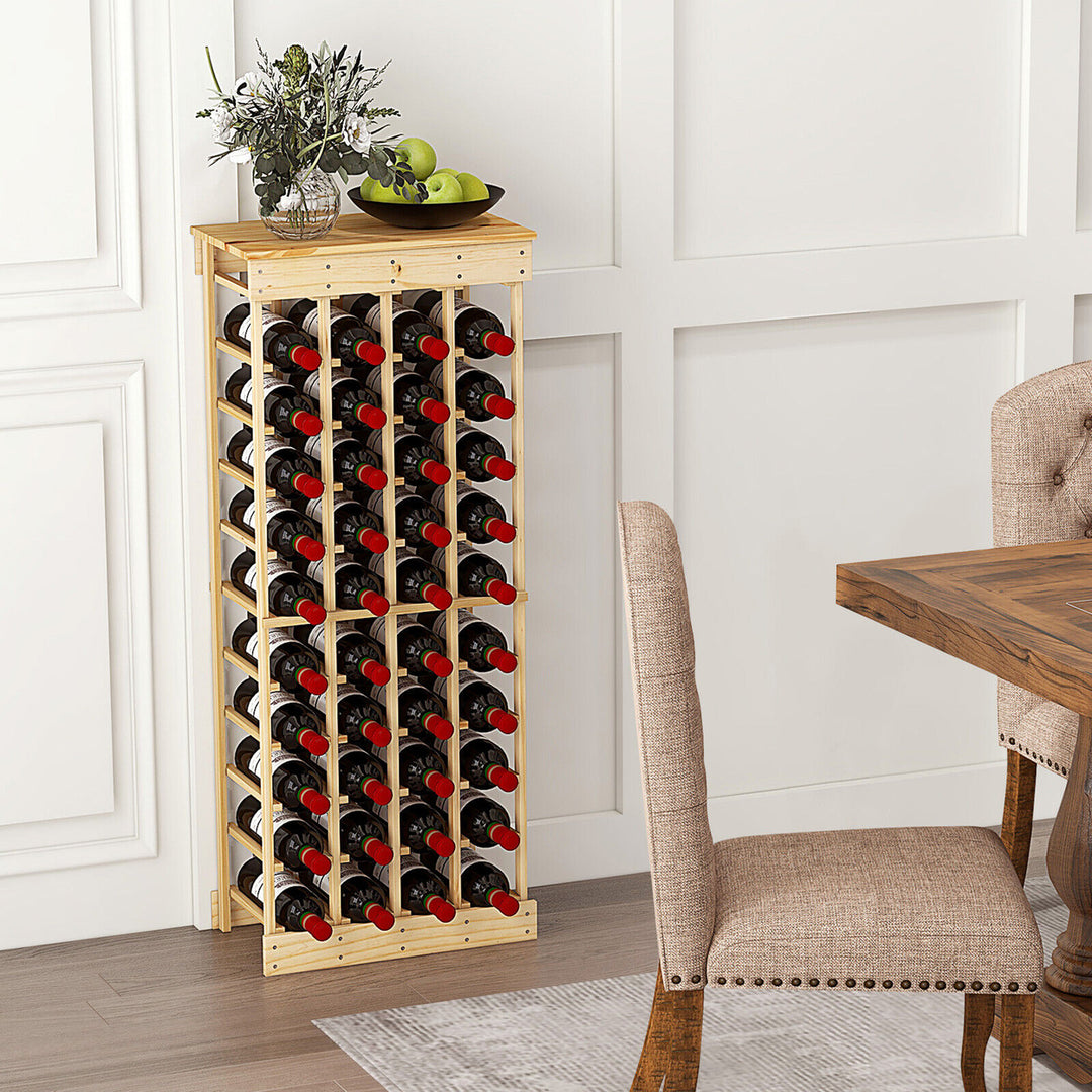 40 Bottles Modular Wine Rack Wood Stackable Storage Stand Wine Bottle Holder Image 8