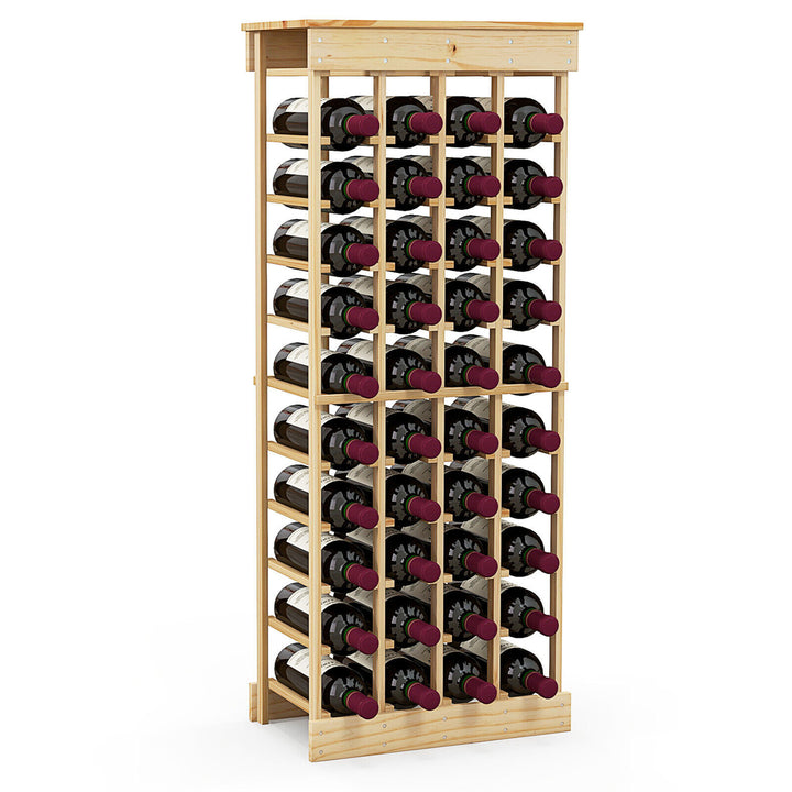 40 Bottles Modular Wine Rack Wood Stackable Storage Stand Wine Bottle Holder Image 10