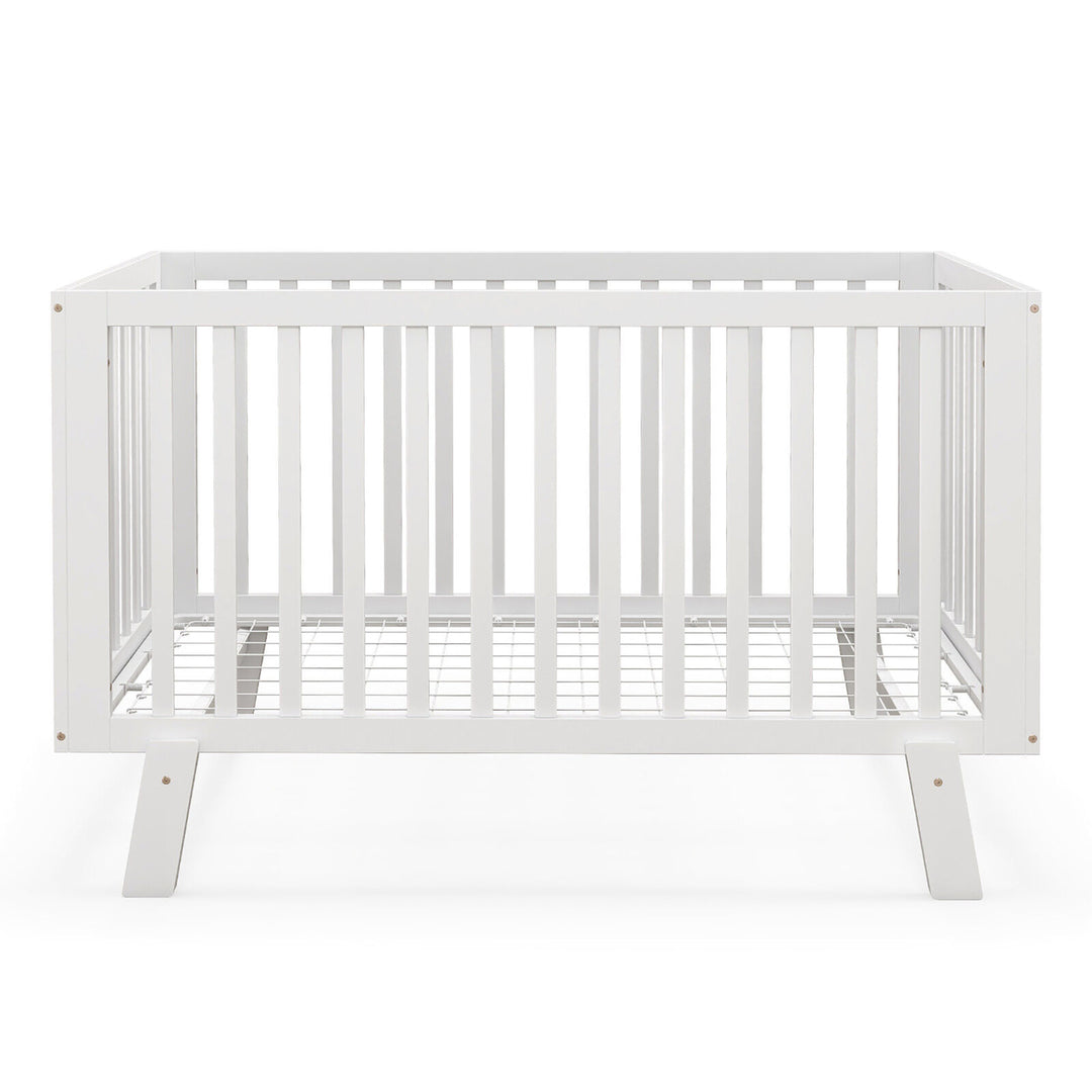 Wooden Baby Crib 3-Height Adjustable Wood Mini Crib Non-Toxic Finish In White Image 10