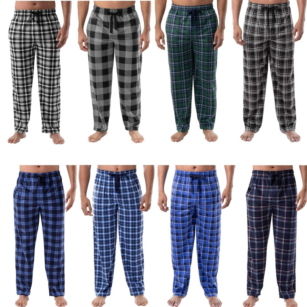 5-Pack: Mens Ultra-Soft Cozy Lounge Sleep Micro Fleece Plaid Pajama Pants Image 2