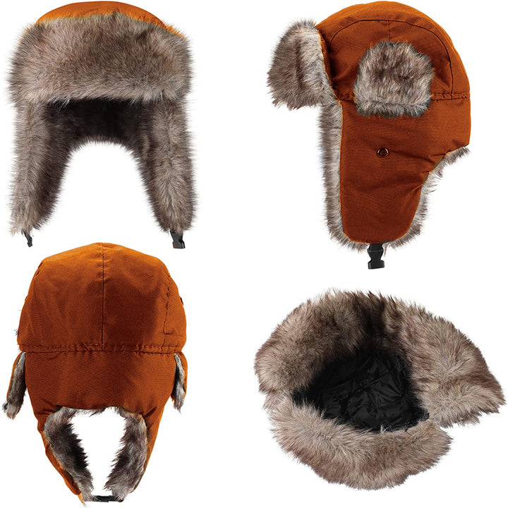 Mens Winter Warm Soft Cozy Russian Ushanka Faux faux Hat with Ear-Flaps Image 8