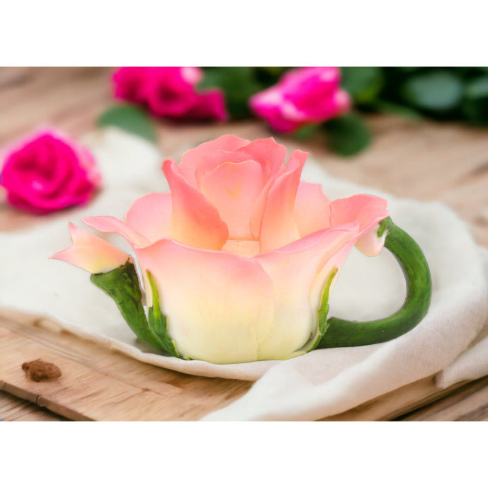 Ceramic Pink Rose Flower Teapot FigurineHome DcorMomFarmhouse Kitchen Dcor, Image 1
