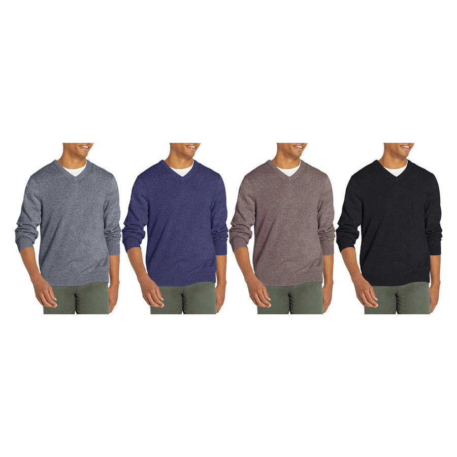 Multi-Pack: Mens Casual Ultra Soft Slim Fit Warm Knit V-Neck Sweater Image 1