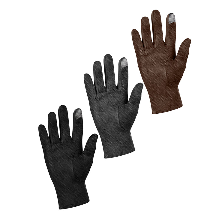2-Pairs: Winter Warm Soft Lining Weather-Proof Touchscreen Suede Insulated Gloves Image 3