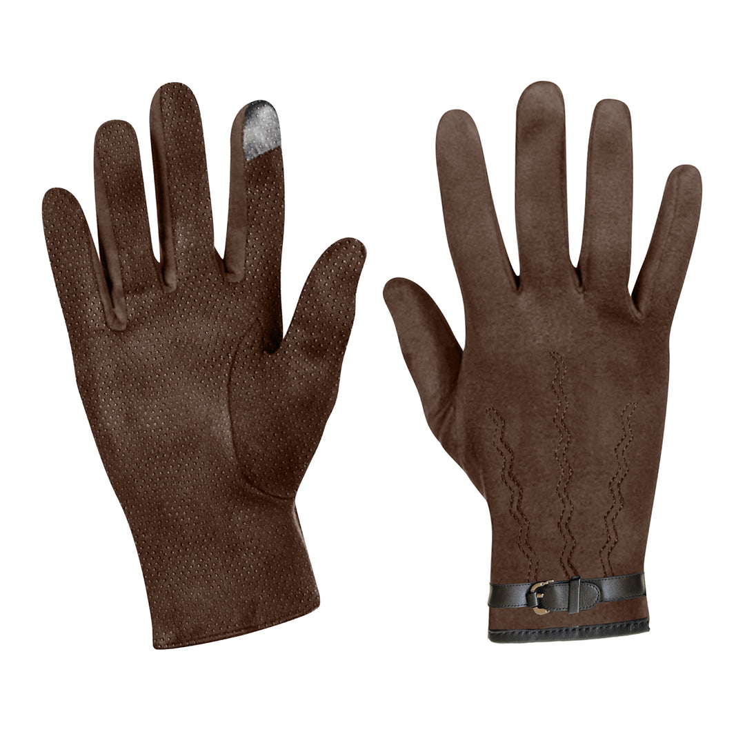 2-Pairs: Winter Warm Soft Lining Weather-Proof Touchscreen Suede Insulated Gloves Image 9