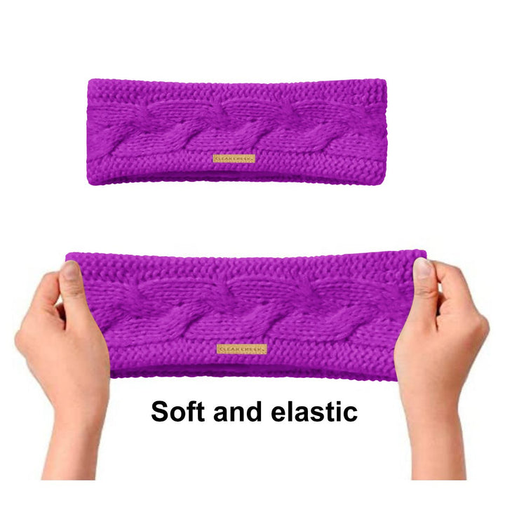 2-Pack: Womens Ultra-Soft Cozy Polar Fleece Lined Cable Knit Popcorn Stitch Headband Image 4
