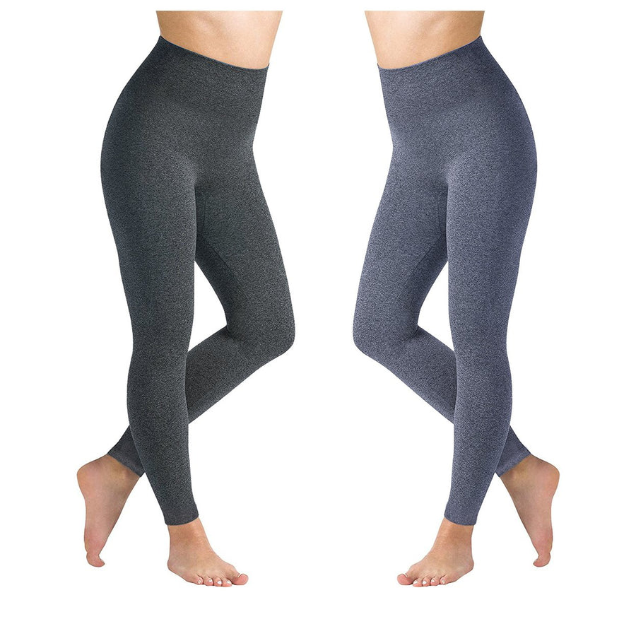 2-Pack: Womens High Waisted Ultra Soft Fleece Lined Warm Marled Leggings(Available in Plus Sizes) Image 1