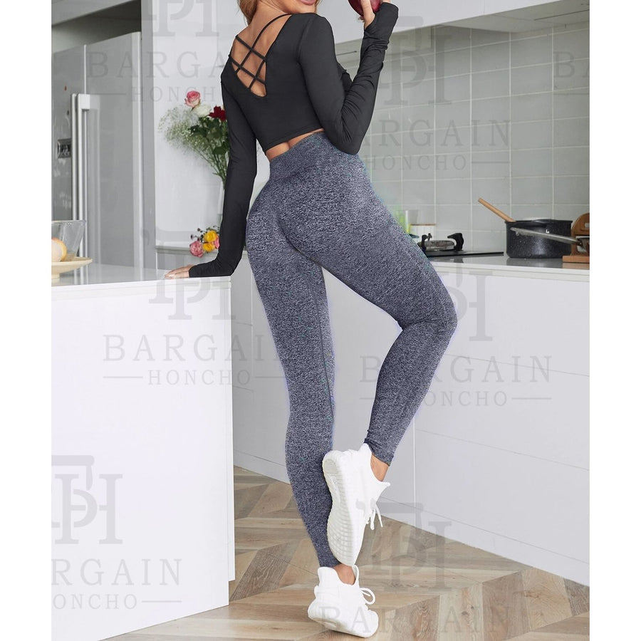 Womens High Waisted Ultra-Soft Fleece Lined Warm Marled Leggings(Available in Plus Sizes) Image 1