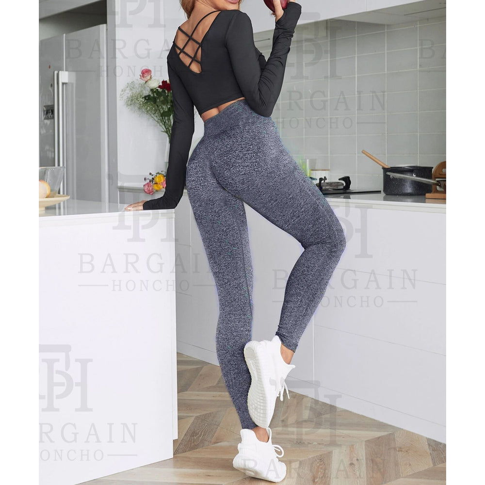 Multi-Pack: Womens High Waisted Ultra-Soft Fleece Lined Warm Marled Leggings(Available in Plus Sizes) Image 2