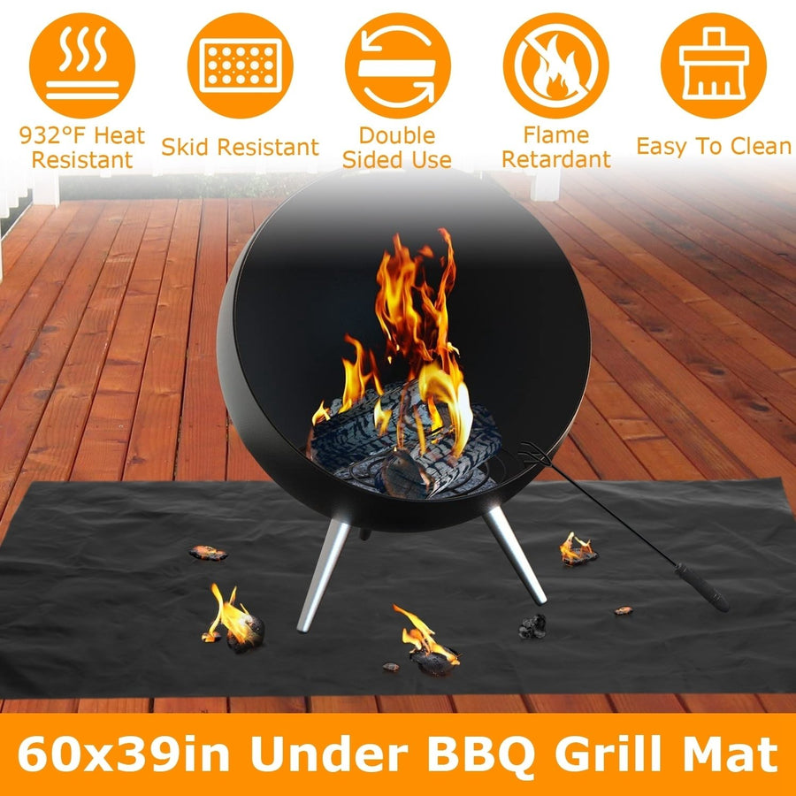 60x39in Under Grill Mat Folding Oil Absorbent Reusable Water Resistant Grilling Protective Mat for Decks Patios Smokers Image 1