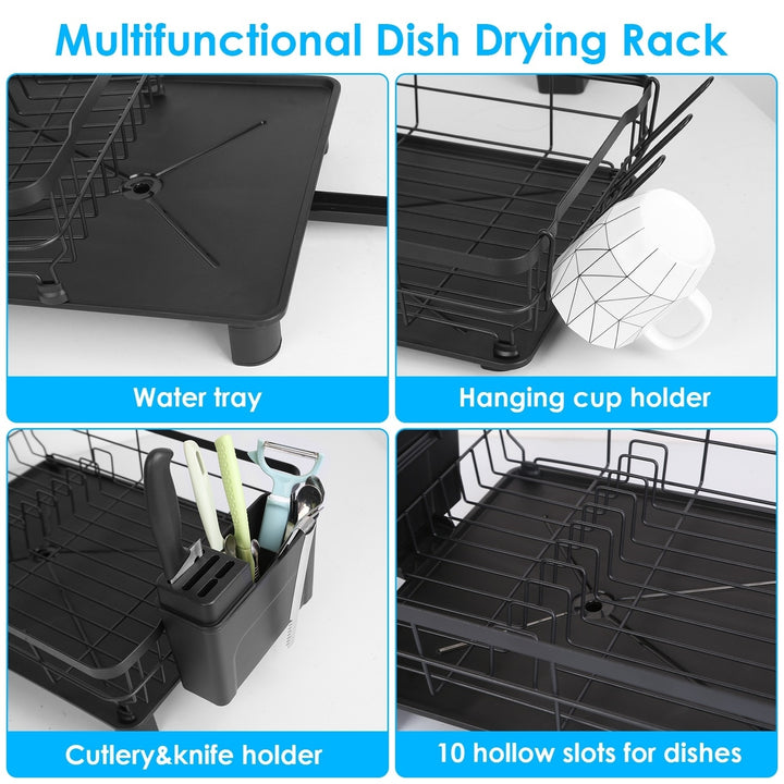 Dish Drying Rack Drain Board Utensil Holder Organizer Drainer Tableware Organizer Kitchen Countertop Storage Shelf Image 4