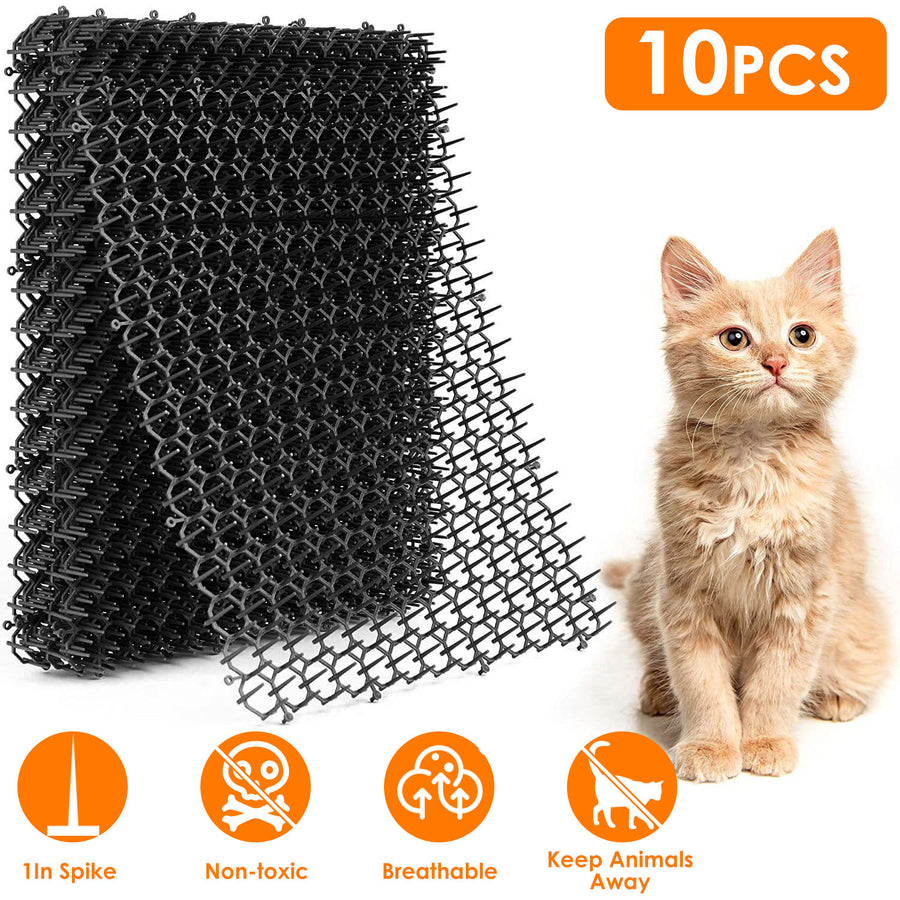 10Pcs Cat Spike Mat with Spikes 15.8x11.8in Cat Repellent Mats Spike Deterrent Stopper Mat for Pet Cats Dogs 13x1ft Area Image 1