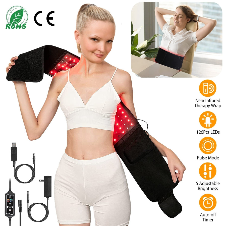 126Pcs LED Red Light Therapy Belt 660nm 850nm Waist Wrap Pad Pain Relief Weight Loss Joint Pain Near Infrared Light Image 1