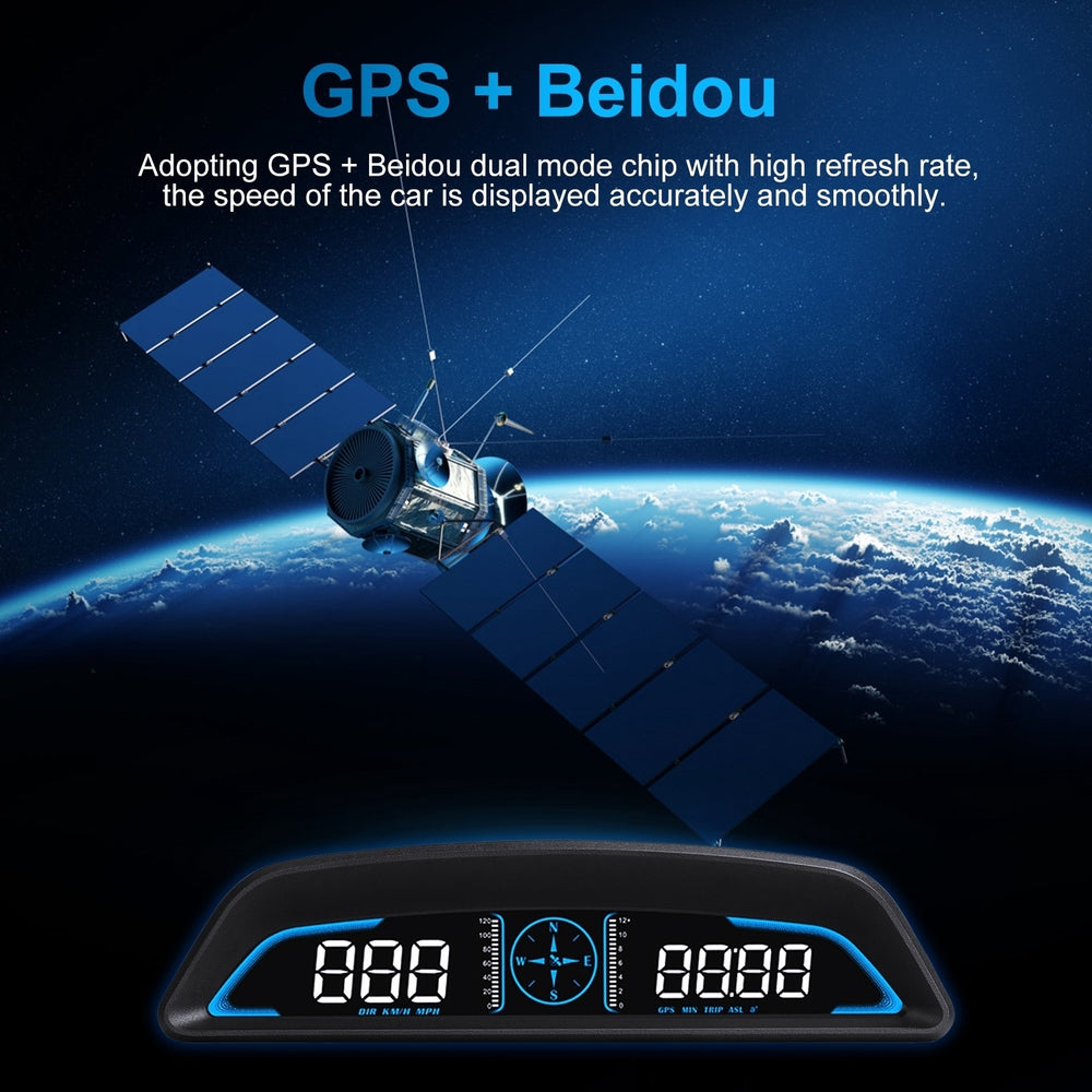 Universal Car HUD GPS Head up Display Speedometer Odometer with Acceleration Time Compass Altitude Driving Distance Over Image 2