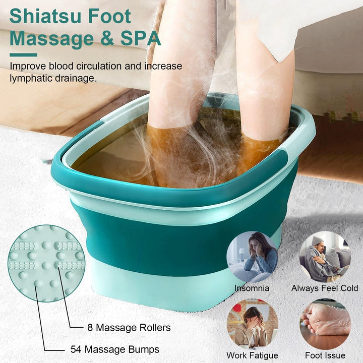 2 Pack Collapsible Foot Bath Basin 15L/4Gallon Foot Soak Tub Multifunctional Foot Bucket with Handle 8 Massage Rollers Image 3