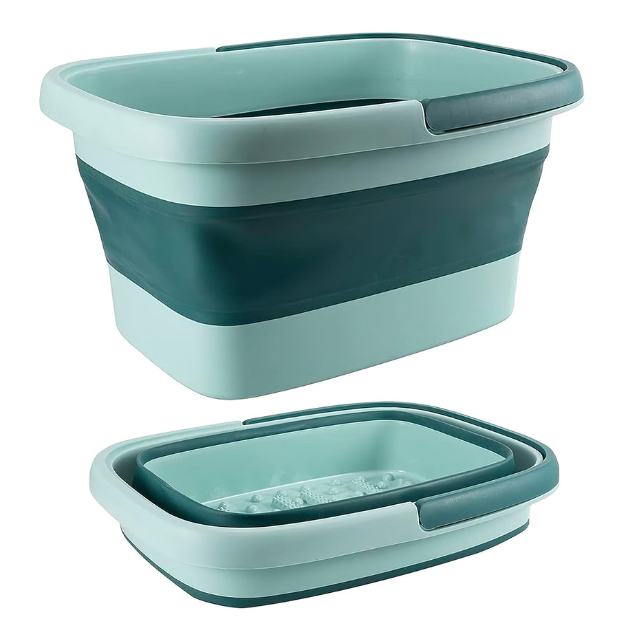 2 Pack Collapsible Foot Bath Basin 15L/4Gallon Foot Soak Tub Multifunctional Foot Bucket with Handle 8 Massage Rollers Image 1