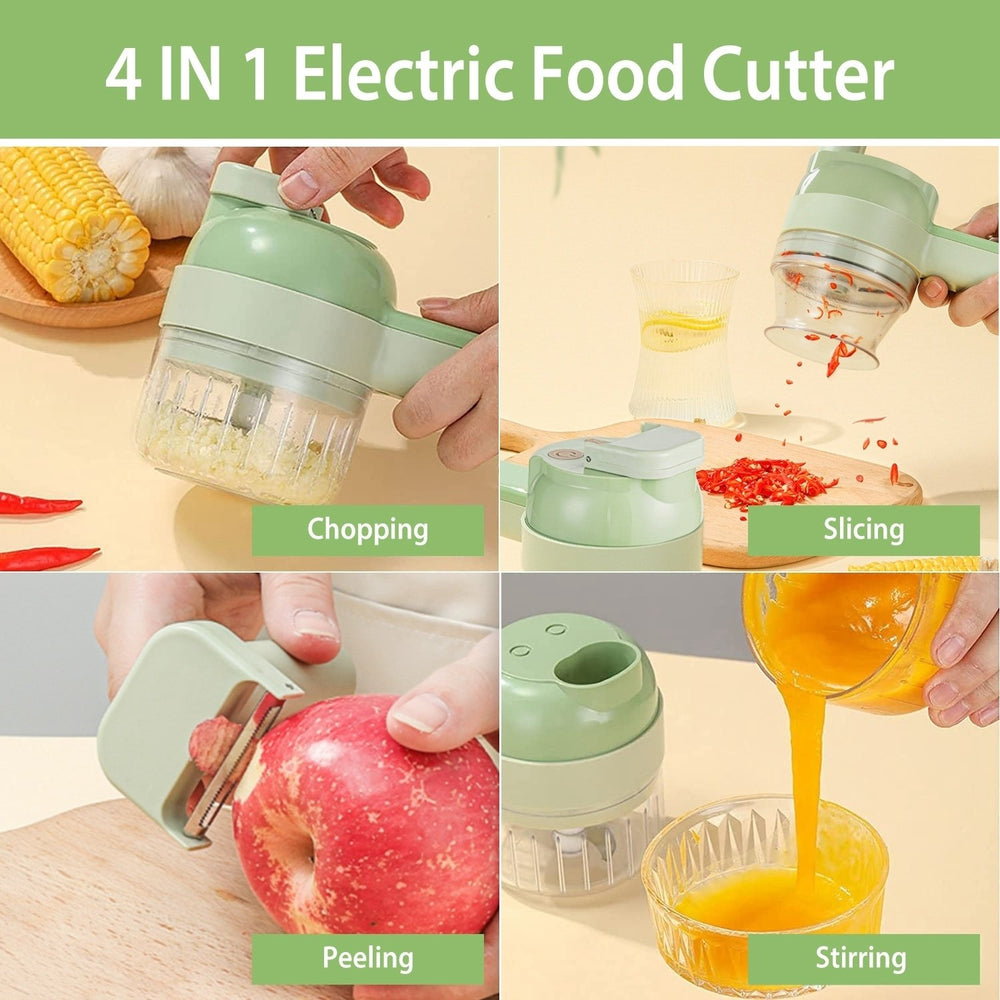 4 in 1 Handheld Electric Vegetable Cutter Mini Food Fruit Chopper Grinder Slicer Dicer Garlic Meat Ginger Mud Masher Image 2