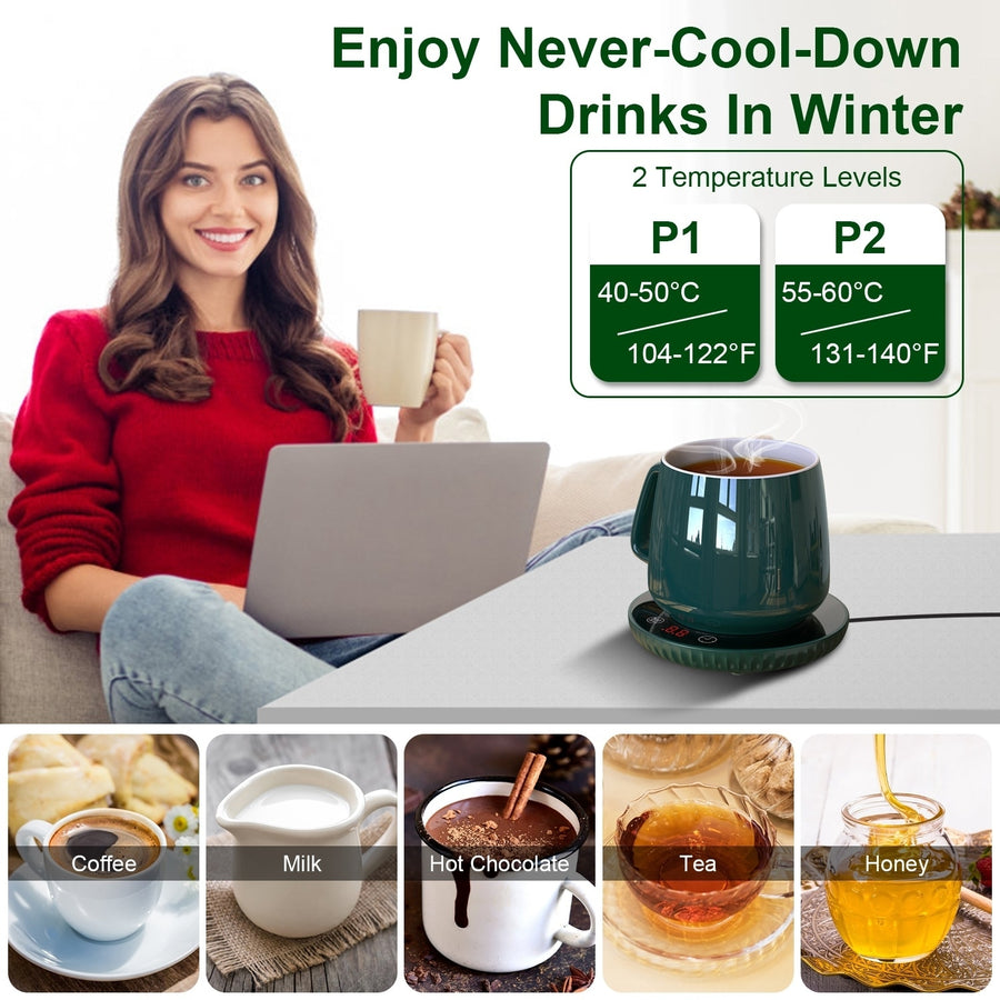 Desktop Electric Cup Warmer 8Hours Auto Off Overheating Protection Smart Timer Setting 2 Temperature Levels Image 1