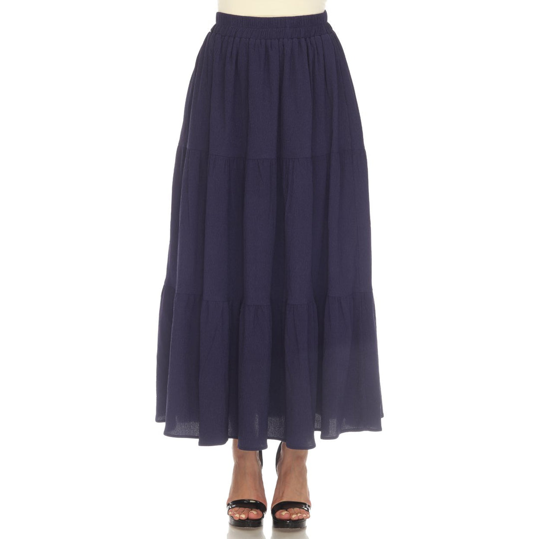 White Mark Womens Pleated Tiered Maxi Skirt Image 2