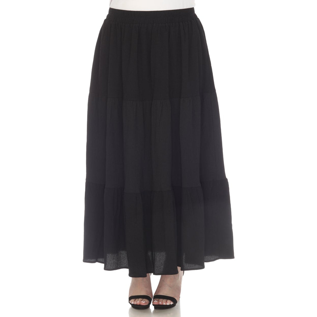 White Mark Womens Pleated Tiered Maxi Skirt Image 8