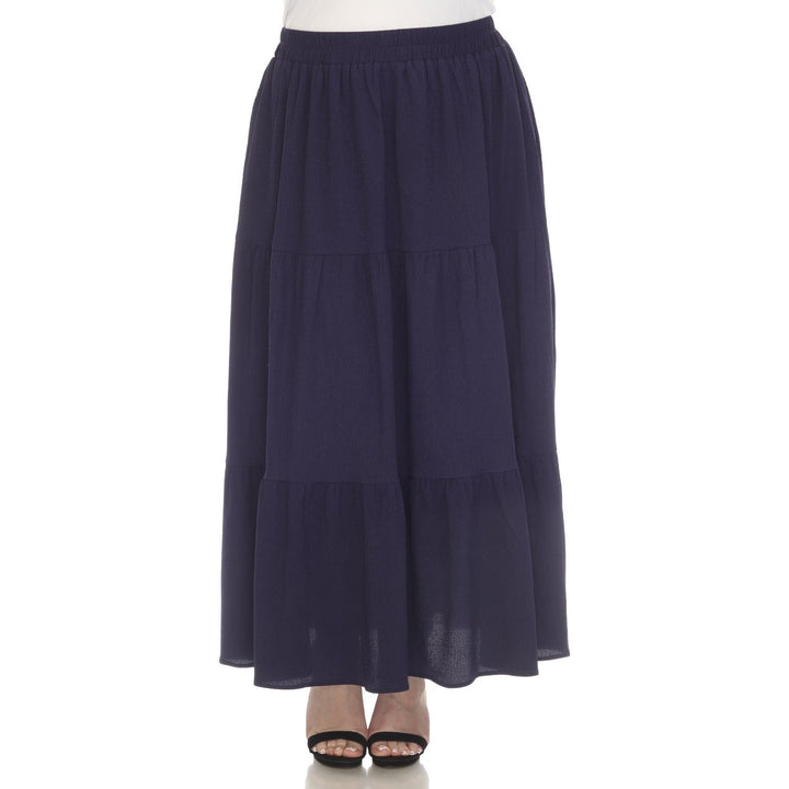 White Mark Womens Pleated Tiered Maxi Skirt Image 1