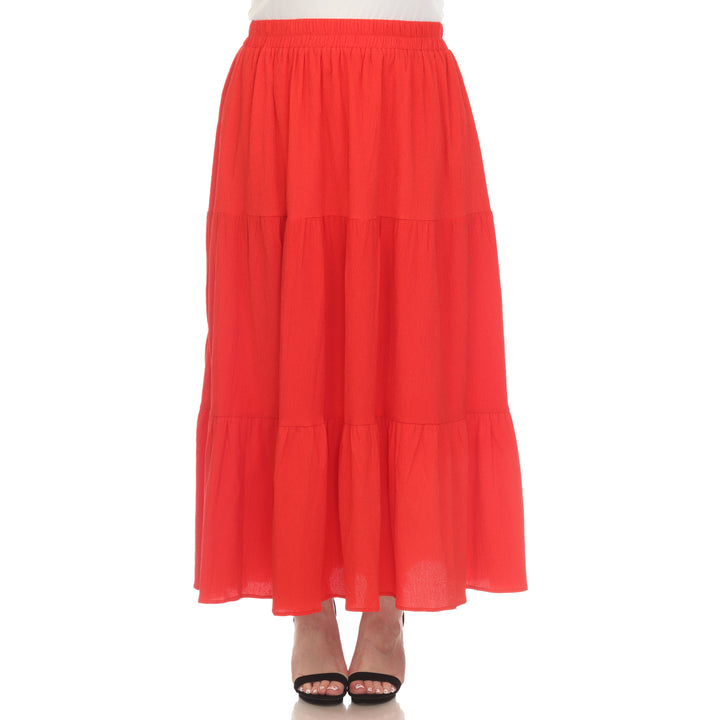 White Mark Womens Pleated Tiered Maxi Skirt Image 11