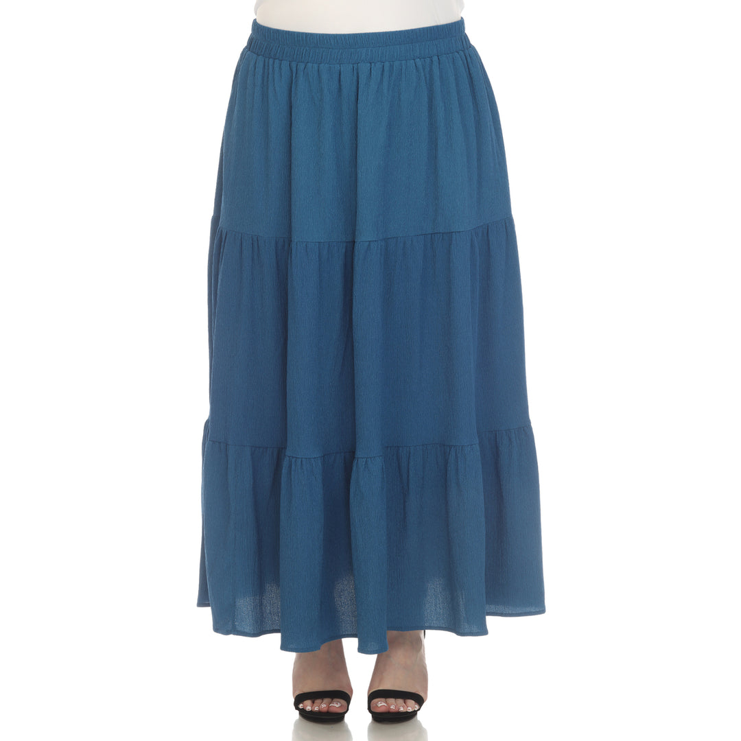 White Mark Womens Pleated Tiered Maxi Skirt Image 12