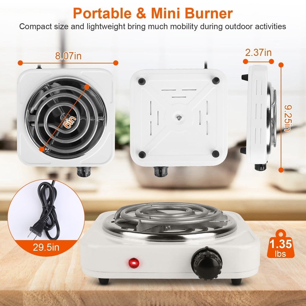 1000W Electric Single Burner Portable Coil Heating Hot Plate Stove Countertop RV Hotplate with Non Slip Rubber Feet 5 Image 2