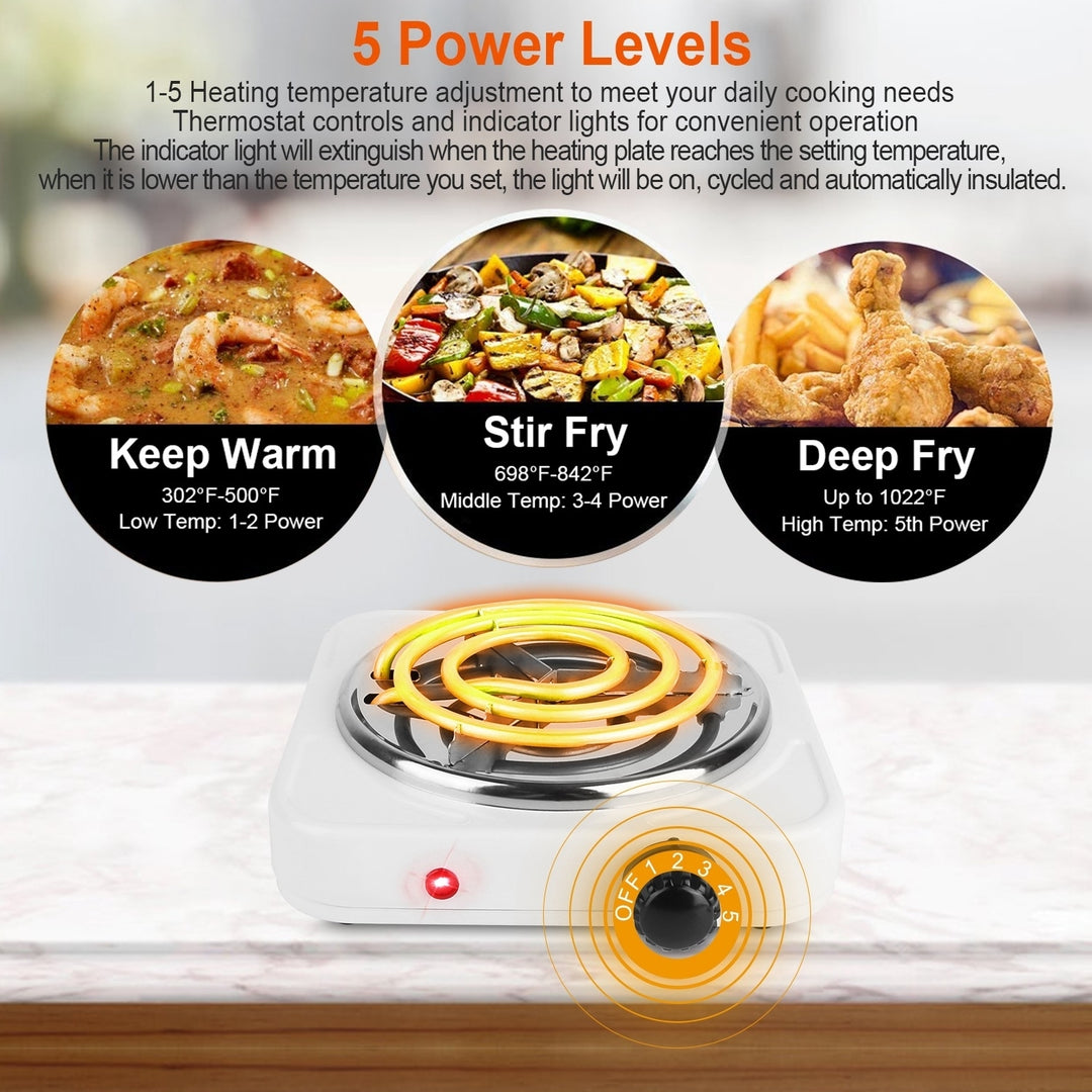 1000W Electric Single Burner Portable Coil Heating Hot Plate Stove Countertop RV Hotplate with Non Slip Rubber Feet 5 Image 4