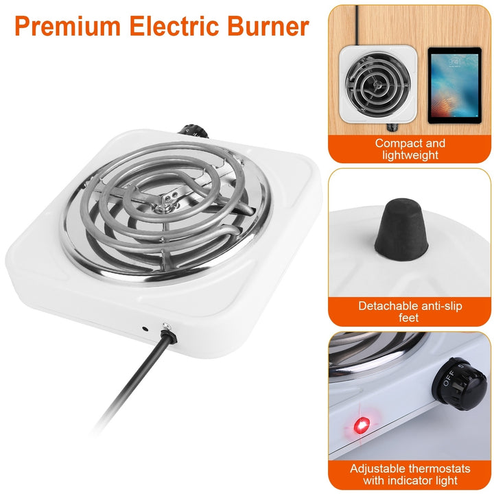 1000W Electric Single Burner Portable Coil Heating Hot Plate Stove Countertop RV Hotplate with Non Slip Rubber Feet 5 Image 6