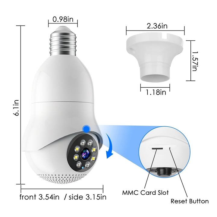 E27 WiFi Bulb Camera 1080P FHD WiFi IP Pan Tilt Security Surveillance Camera with Two-Way Audio Night Vision Flood Light Image 7