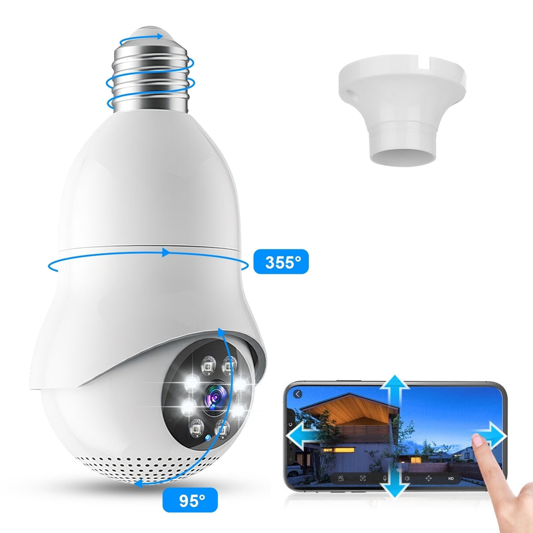 E27 WiFi Bulb Camera 1080P FHD WiFi IP Pan Tilt Security Surveillance Camera with Two-Way Audio Night Vision Flood Light Image 10