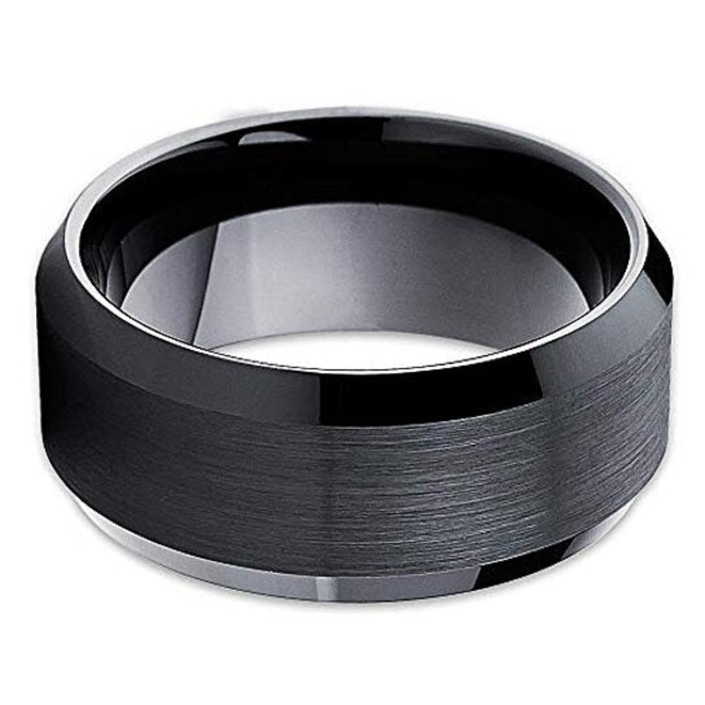 10mm Black Tungsten Wedding Ring Man and Woman Tungsten Carbide Ring Image 2