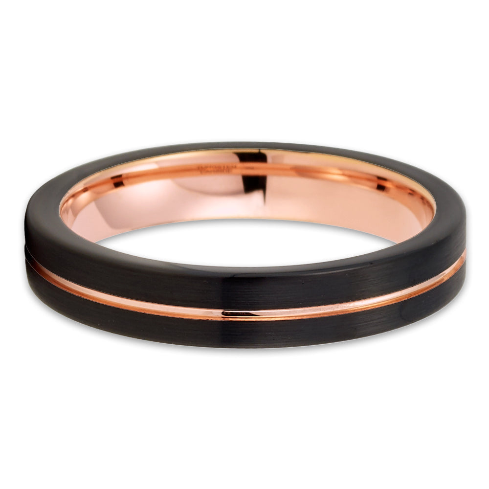 4mm Rose Gold Tungsten Ring Engagement Ring Black Wedding Ring Image 2