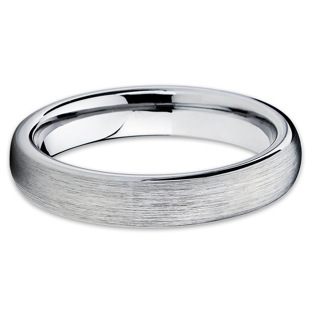 4mm Tungsten Wedding Ring Silver Wedding Ring Tungsten Wedding Ring Brush Image 2