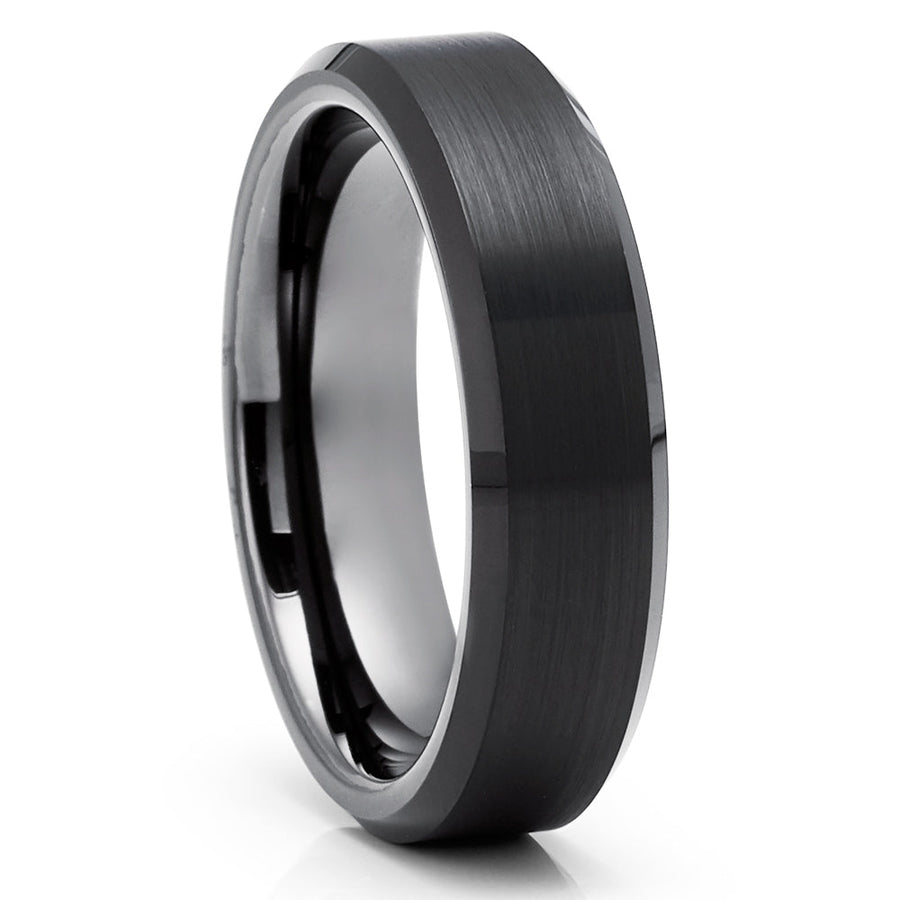 6mm Black Tungsten Wedding Ring Gunmetal Wedding Ring Tungsten Carbide Ring Image 1