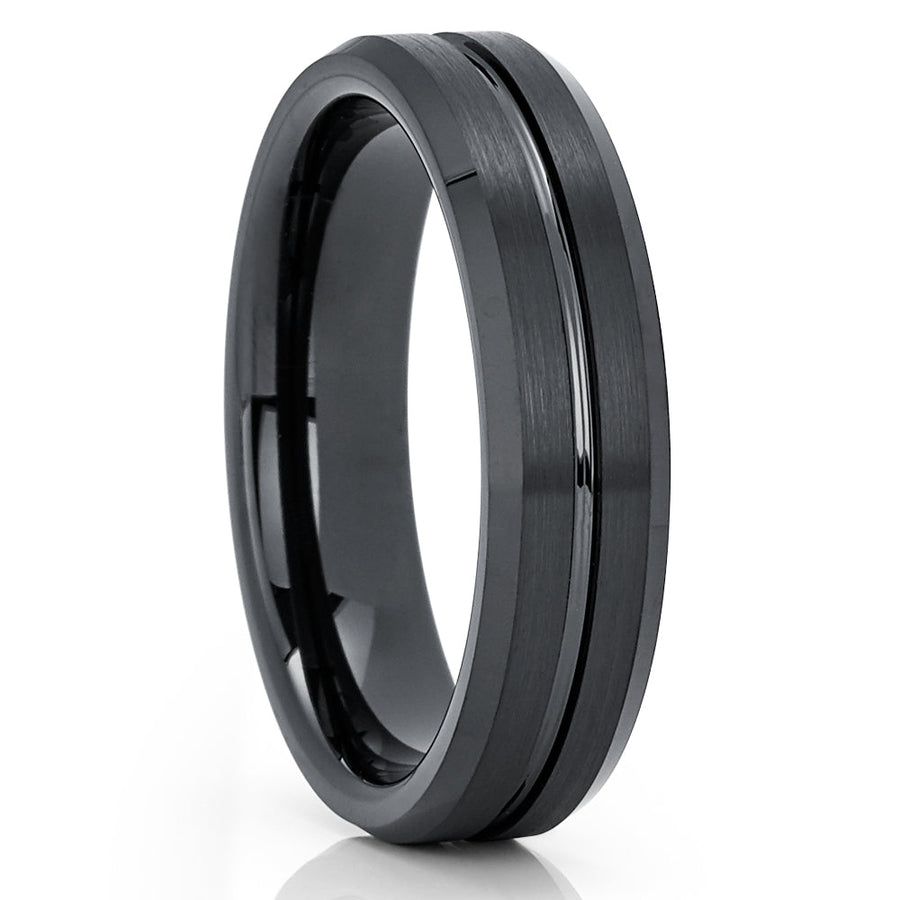 6mm Black Tungsten Ring Tungsten Carbide Ring Engagement Ring Black Wedding Ring Image 1