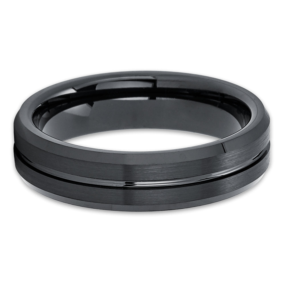 6mm Black Tungsten Ring Tungsten Carbide Ring Engagement Ring Black Wedding Ring Image 2