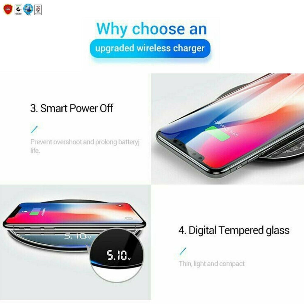 Great Wireless Fast Charger Pad Glass Top Qi 15W Boost charge for iPhone Samsung Slim Wire Less Charging USB-C Image 2