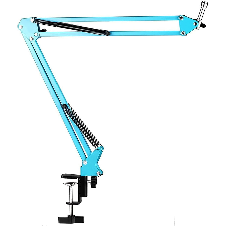 Microphone Stand Suspension Boom Scissor Arm Upgraded Studio Microphone Mic Holder Mike Stand Clamp (Blue) Image 1