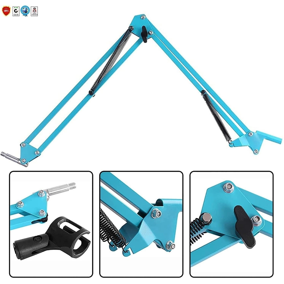 Microphone Stand Suspension Boom Scissor Arm Upgraded Studio Microphone Mic Holder Mike Stand Clamp (Blue) Image 6