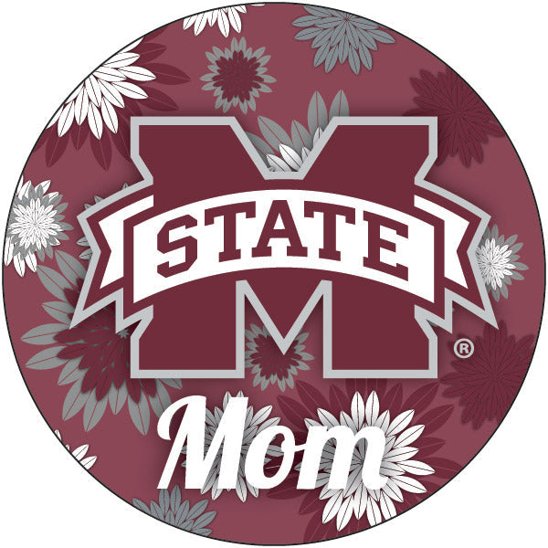 Mississippi State Bulldogs Round Word Design 4-Inch Round Shape NCAA High-Definition Magnet - Versatile Metallic Surface Image 1