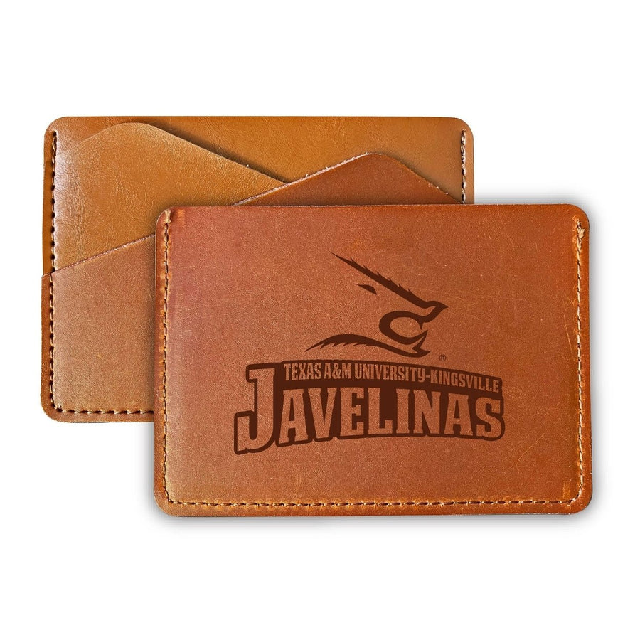 Elegant Texas AandM Kingsville Javelinas Leather Card Holder Wallet - Slim ProfileEngraved Design Image 1