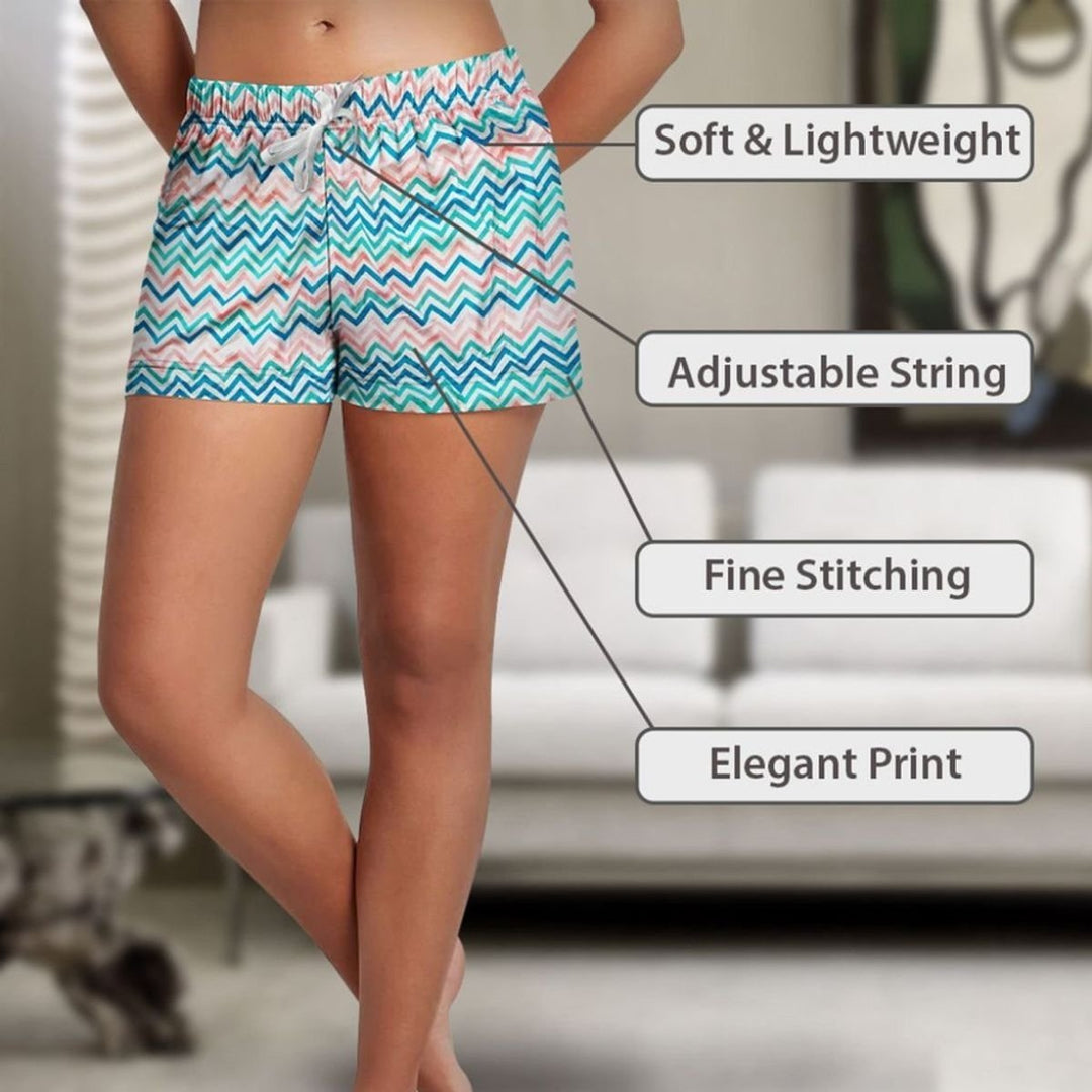 6-Pack: Womens Super-Soft Lightweight Fun Printed Comfy Lounge Bottom Pajama Shorts W/ Drawstring Image 7