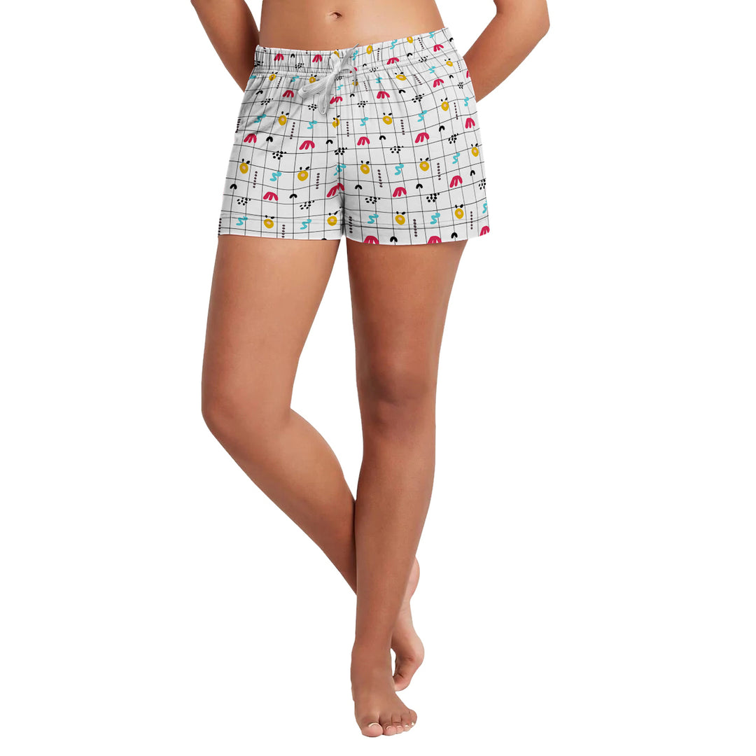 6-Pack: Womens Super-Soft Lightweight Fun Printed Comfy Lounge Bottom Pajama Shorts W/ Drawstring Image 9